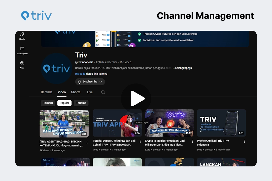 Portfolio GoSocial - Jasa Kelola YouTube - Triv Indonesia